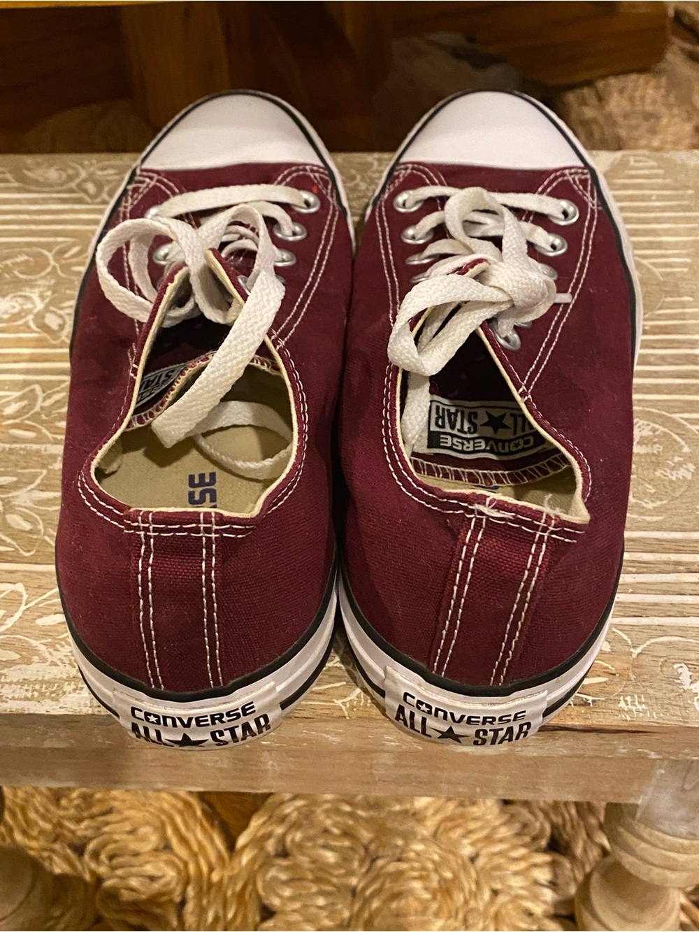 Converse Burgundy Low Top Sneakers with White Accents
